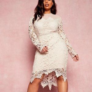 BOOHOO Plus Occasion Midi Embroidered Floral Dress
